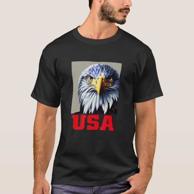 Coola Vild USA Eagle Illustration Graphic Designat T Shirt (Framsida)