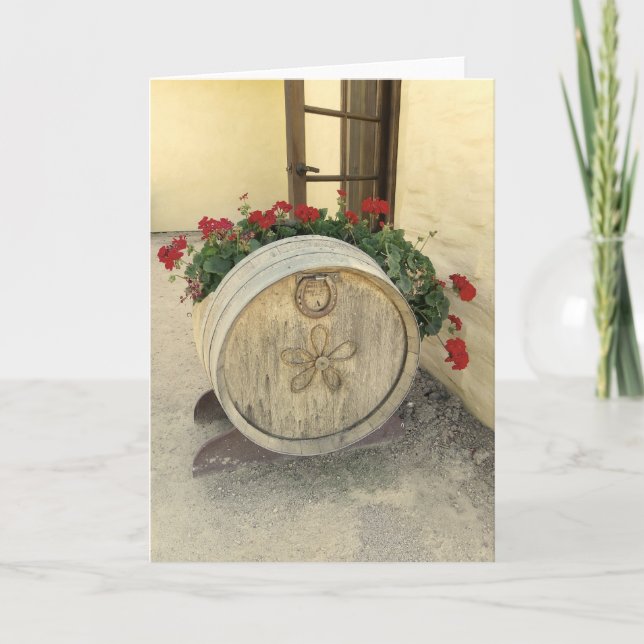 Coola Vin Barrel Flower Greeting Card! Kort (Framsida)