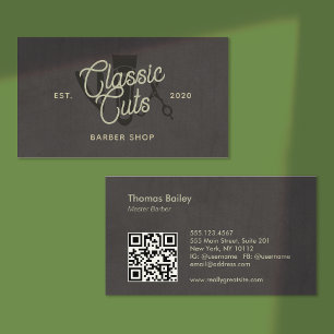Coola Vintage Barber Shop QR-kod Visitkort
