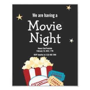 Coola Vintage Filmnatt Popcorn-inbjudan Fototryck