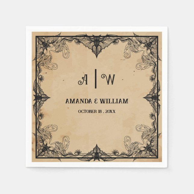 coola vintage  Gothic Classic Bröllop Napkins Pappersservett (Framsidan)