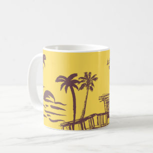 Coola Vintage Gult Tropical Beach Sketch Kaffemugg