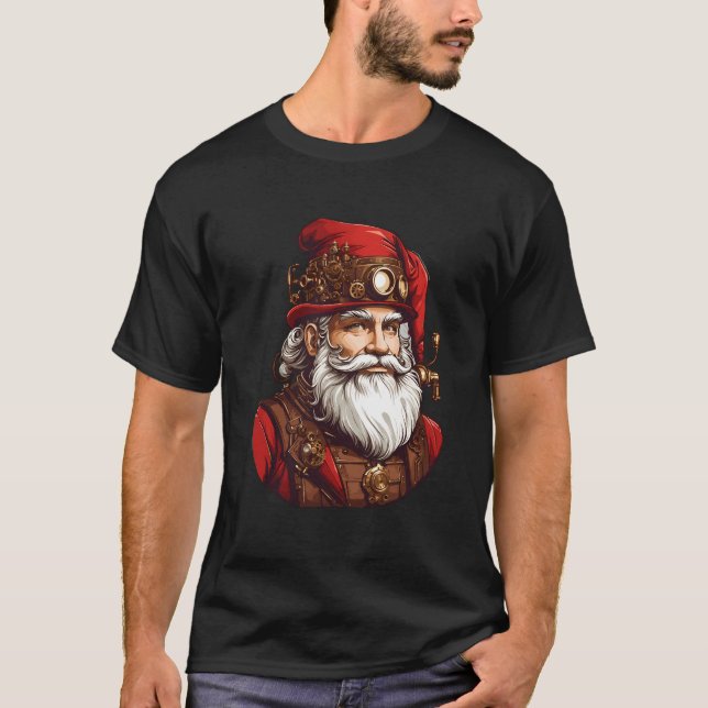 Coola Vintage jul Steampunk Jultomten Ansikte T Shirt (Framsida)