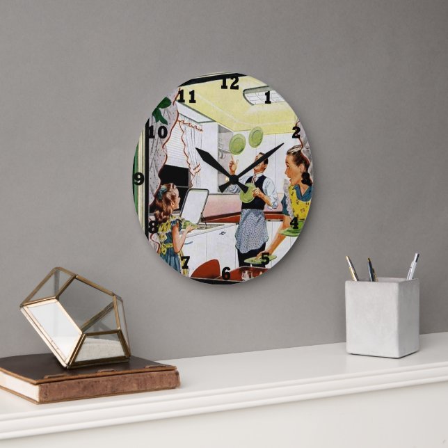 Coola vintage-kök stor klocka (Kontor)