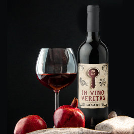 Coola Vintage Mysterium Röda Flykt Rum Latin Ord Vinflaska Etikett