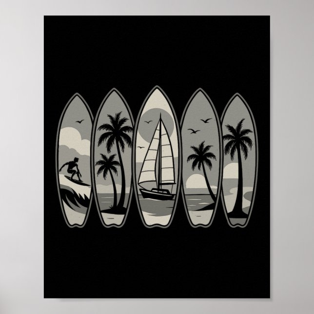 Coola Vintage Retro Surfing Surfbräda Surfare S Poster (Framsidan)