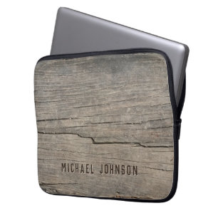 Coola Vintage Rustic Old Wood Customized Namn Laptop Fodral