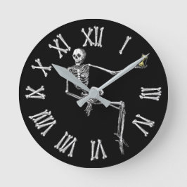 Coola Vintage Skeleton med Hourglass Halloween Rund Klocka