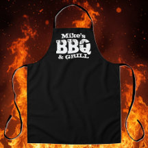 Coola vintage typografi svart BBQ apron för manar