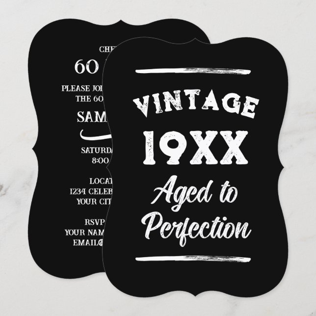 Coola vintagefester 60-års födelsedagsinbjudningar inbjudningar (Fram/baksida)