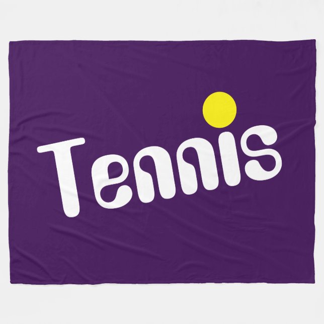 Coola Vit Gult Diagonal TENNIS-text på Lila Fleecefilt (Framsidan (Horisontell))