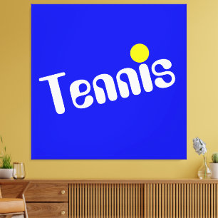 Coola Vit Gult diagonal TENNIS vid blått ljus Canvastryck