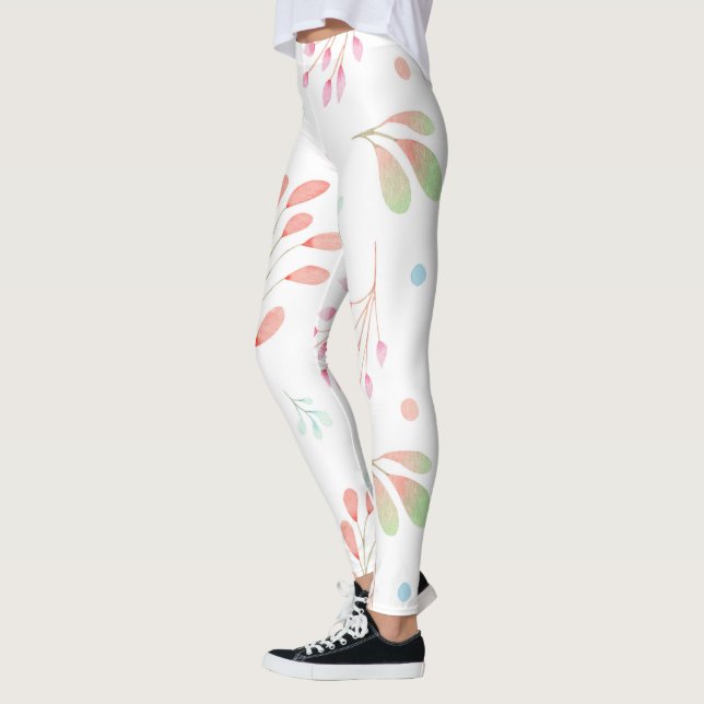 Coola Vit Rosa Marble Blommönster Hip- kvinnor Leggings (Vänster)
