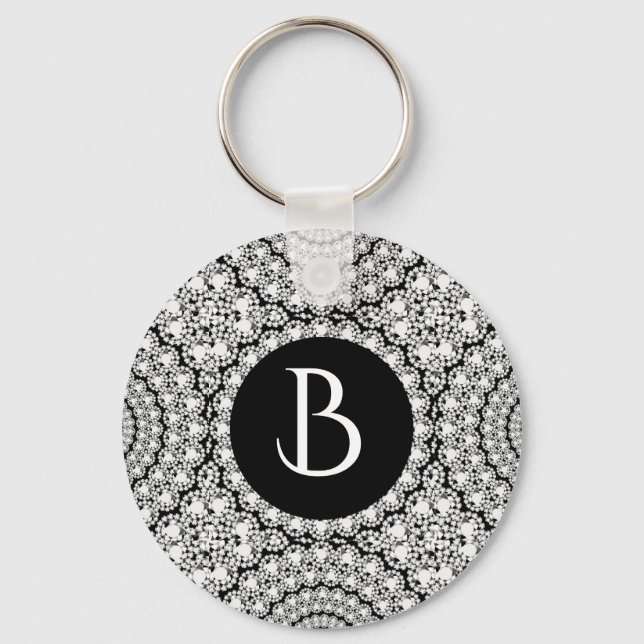 Coola Vita diamanter Circles Mönster Monogram Nyckelring (Framsida)