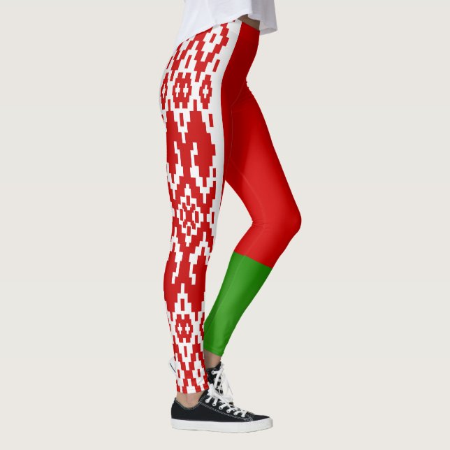 Coola Vitryssland Flagga Mode Leggings (Höger)