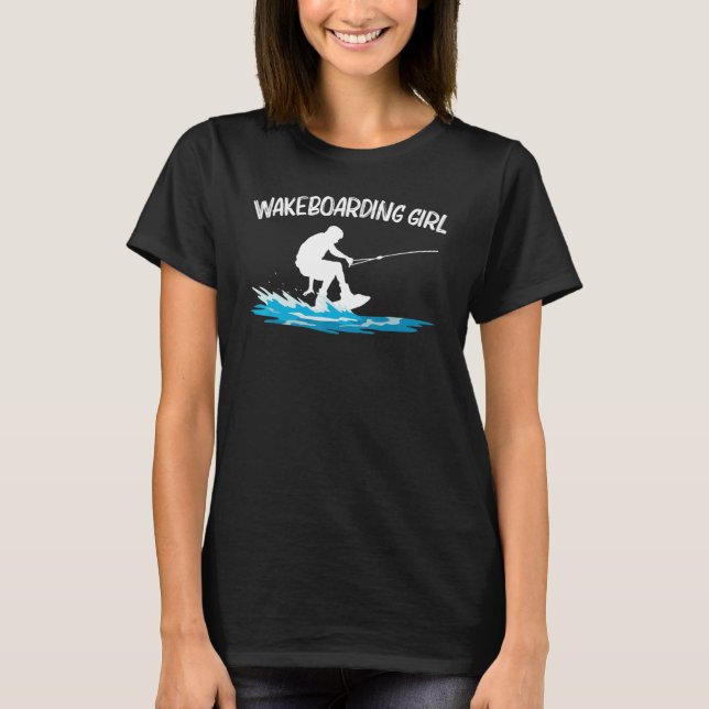 Coola Wakeboarding for Girls Kid Wakeboard Surfer  T Shirt (Framsida)