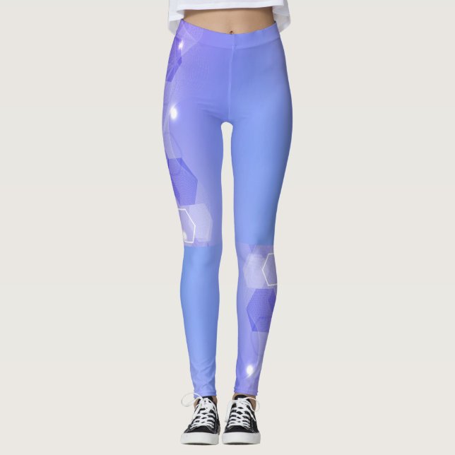 Coola Warm Blue abstrakt geometric mönster Leggings (Framsida)