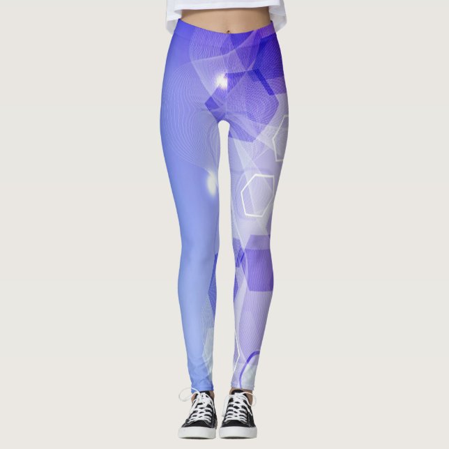 Coola Warm Blue abstrakt geometric mönster Leggings (Framsida)