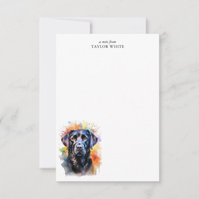 Coola Watercolor Black Labrador Retriever Tack Anteckningskort (Framsida)