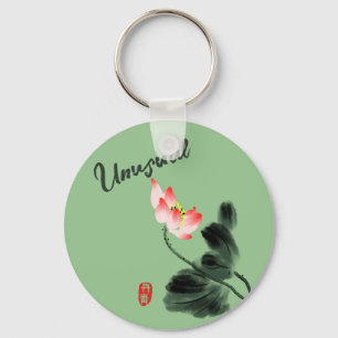 Coola Watercolor Blommigt Lotus Freehand Teckning Nyckelring