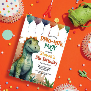 Coola Watercolor Dinosaur Boy's Födelsedagsfest Inbjudningar