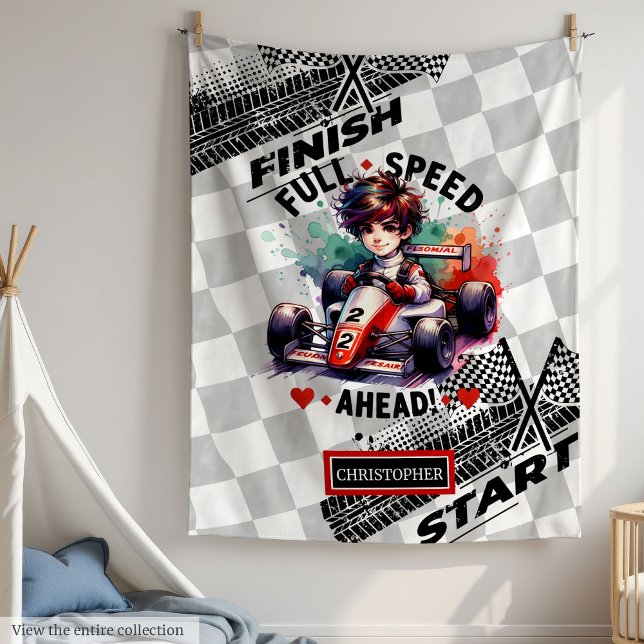 Coola Watercolor Sport Car Tävla Boy Blanket Fleecefilt (Cool Watercolor Sport Car Racing Boy Blanket)