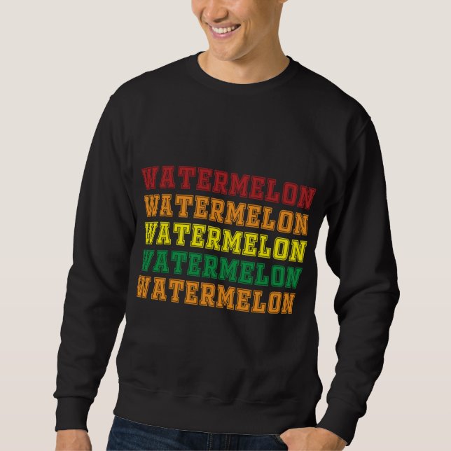 Coola Watermelon Lettering Design Sommarmelon Lång Ärmad Tröja (Framsida)