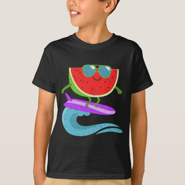 Coola Watermelon Surfa Board Funny Summer Fruit Vi T Shirt (Framsida)