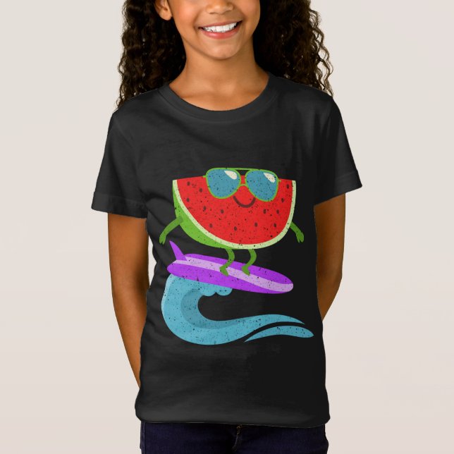 Coola Watermelon Surfa Board Funny Summer Fruit Vi T Shirt (Framsida)