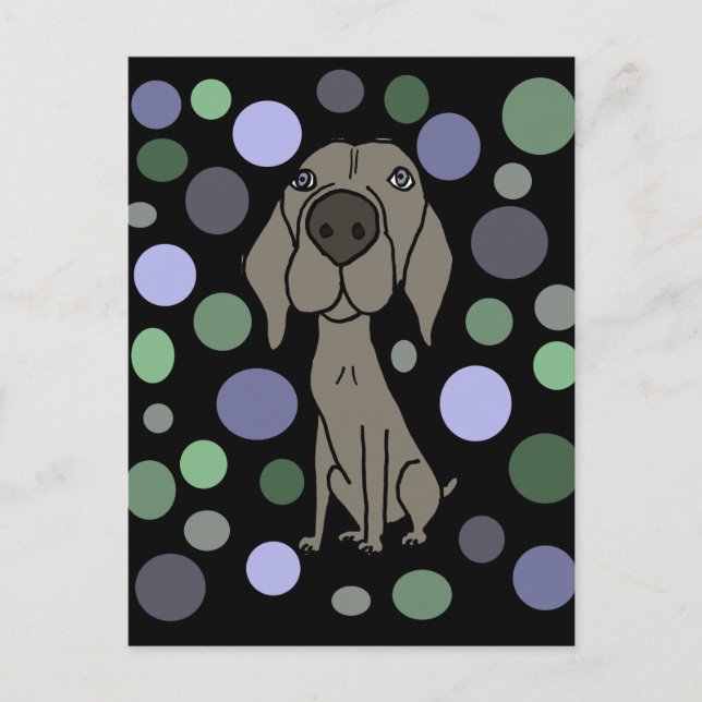 Coola Weimaraner och Circle Mönster Abstrakt Art Vykort (Framsida)
