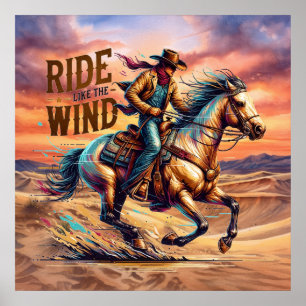 Coola Western cowboyridning Poster