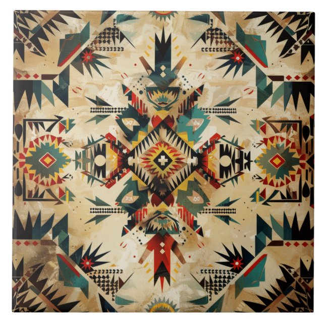 Coola Westerna Indiska mönster Kakelplatta (Framsidan)