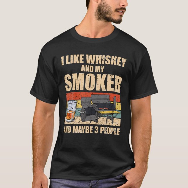 Coola Whiskey Art För manar kvinnor Kött Rökning B T Shirt (Framsida)