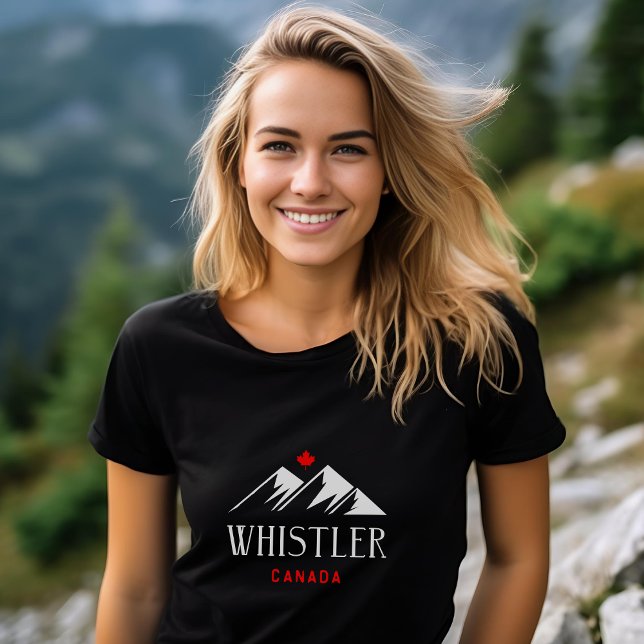 Coola Whistler Canada Mountains Maple Löv Mörk T Shirt (Skapare uppladdad)