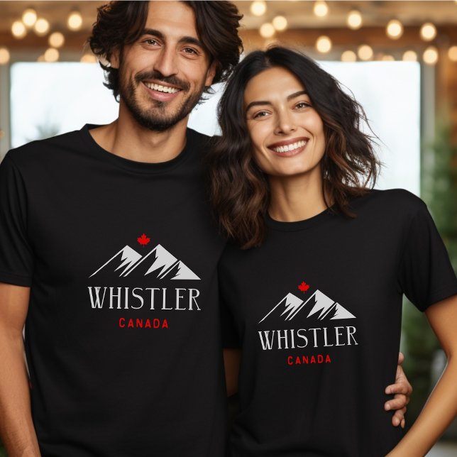 Coola Whistler Canada Mountains Maple Löv Mörk T Shirt (Skapare uppladdad)