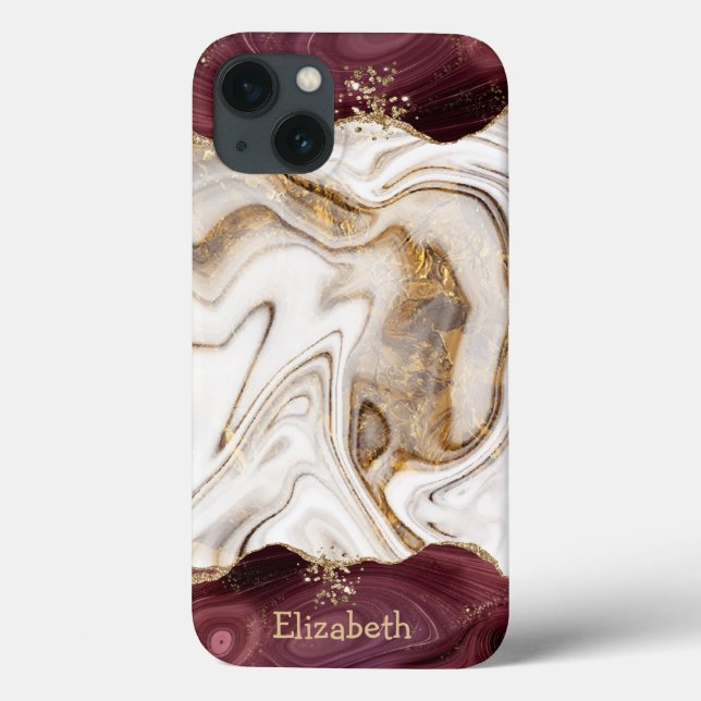 Coola White Brown Guld Burgundy Marble Struktur (Baksida)