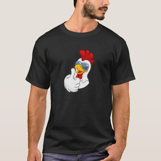 Coola White Chicken Tupp med solglasögon Thumbs T Shirt (Framsida)