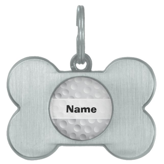 Coola White Golf Boll Struktur, Golfer Namnbricka Husdjur (Framsidan)