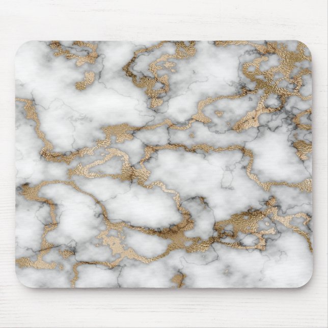 Coola White Guld Marble Struktur Musmatta (Framsidan)