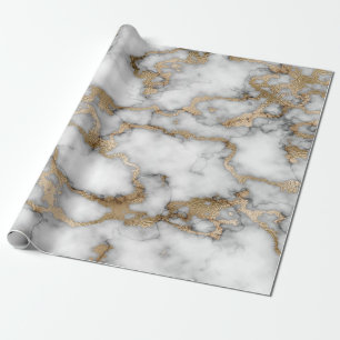 Coola White Guld Marble Struktur Presentpapper