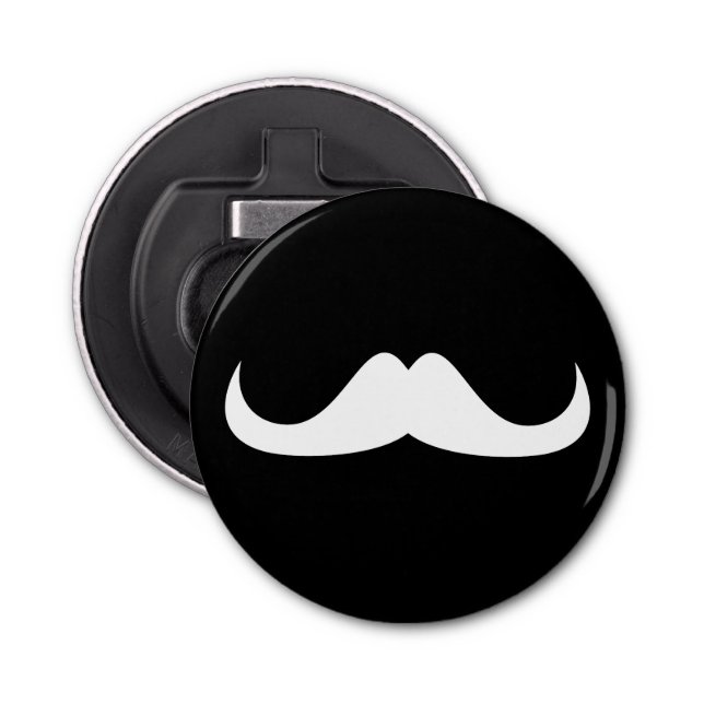 Coola White Handlebar mustache på Black Flasköppnare (Framsidan)