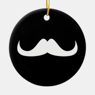 Coola White Handlebar mustache på Black Julgransprydnad Keramik