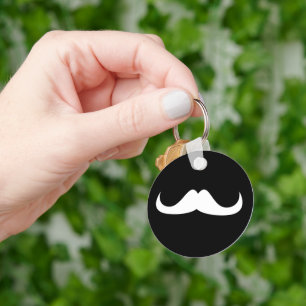 Coola White Handlebar mustache på Black Nyckelring