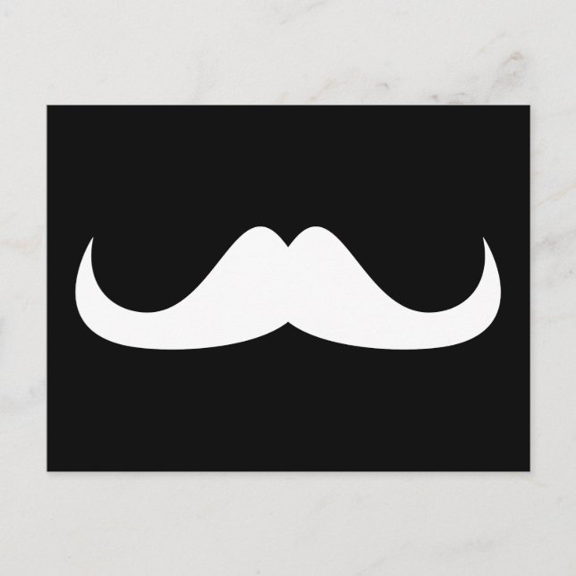 Coola White Handlebar mustache på Black Vykort (Framsida)