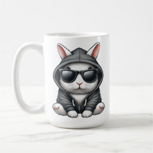 Coola White Rabbit in Hoodie and Sunglasses Kaffemugg