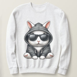 Coola White Rabbit in Hoodie and Sunglasses Lång Ärmad Tröja