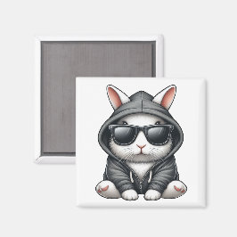 Coola White Rabbit in Hoodie and Sunglasses Magnet