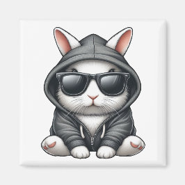 Coola White Rabbit in Hoodie and Sunglasses Magnet
