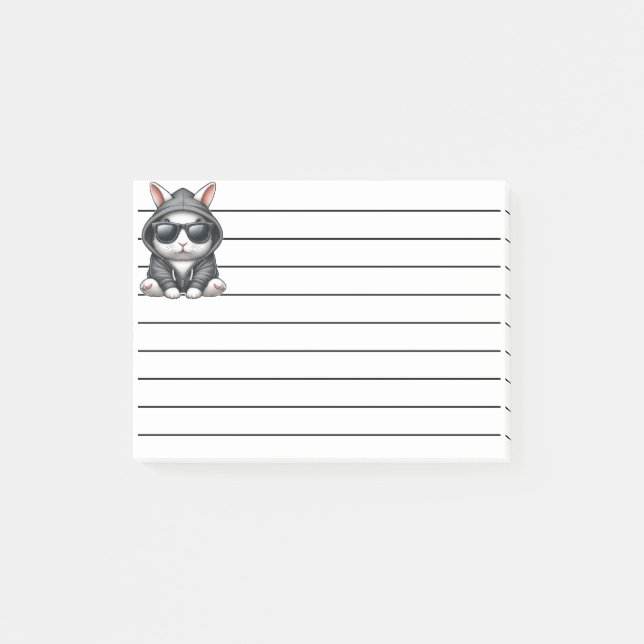Coola White Rabbit in Hoodie and Sunglasses Post-it Block (Framsida)