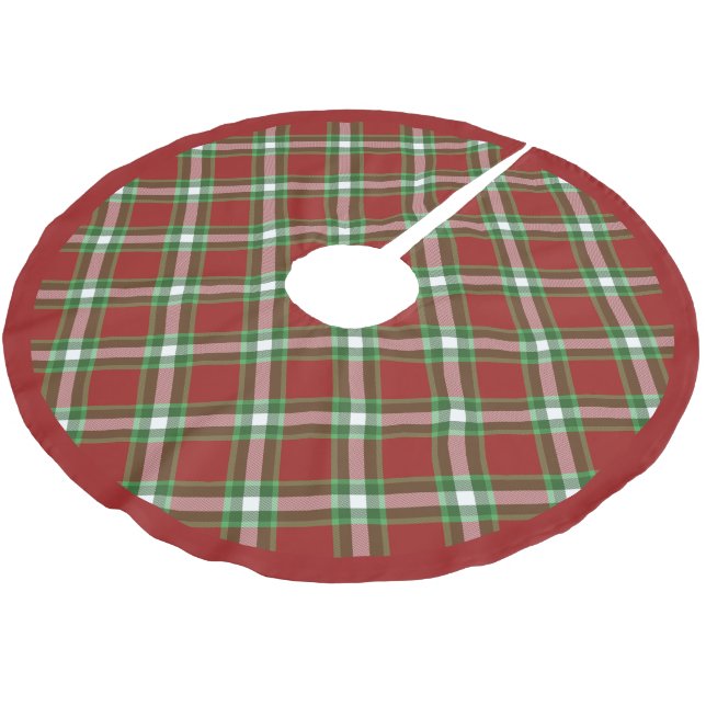Coola White Red Grönt Lumberjack Play Mönster Julgransmatta Borstad Polyester (Vinklad)